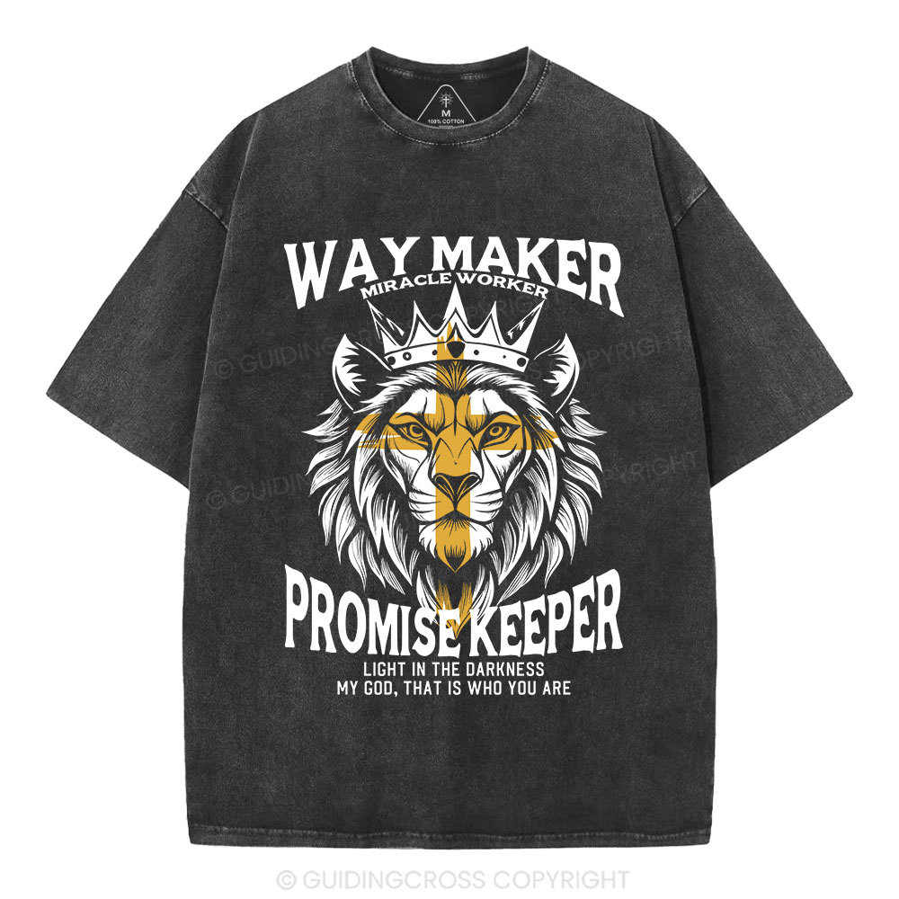 Lion Way Maker Miracle Worker Christian Washed T-Shirt