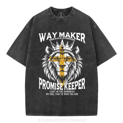 Lion Way Maker Miracle Worker Christian Washed T-Shirt