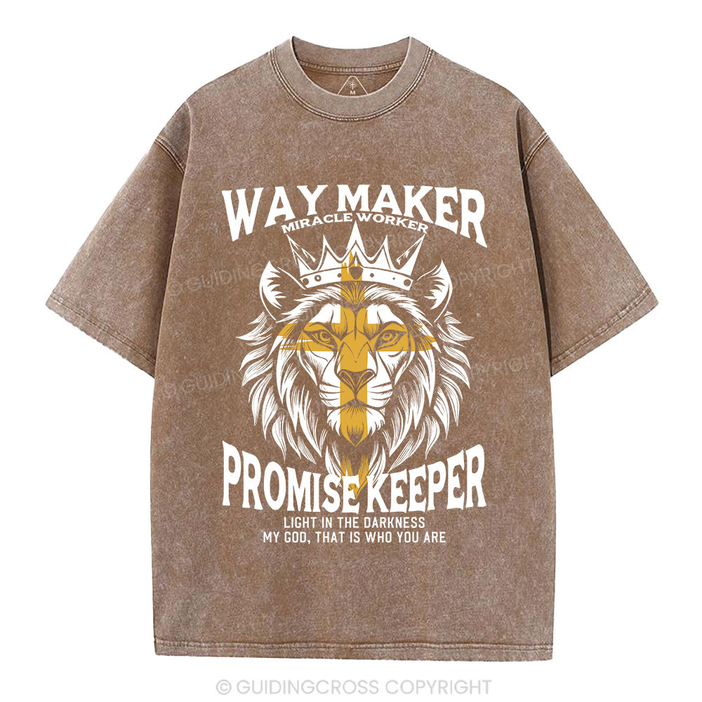 Lion Way Maker Miracle Worker Christian Washed T-Shirt