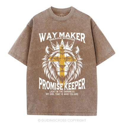 Lion Way Maker Miracle Worker Christian Washed T-Shirt