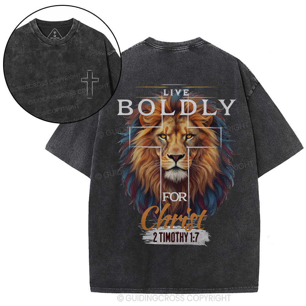 Live Boldly For Christ Christian Washed T-Shirt