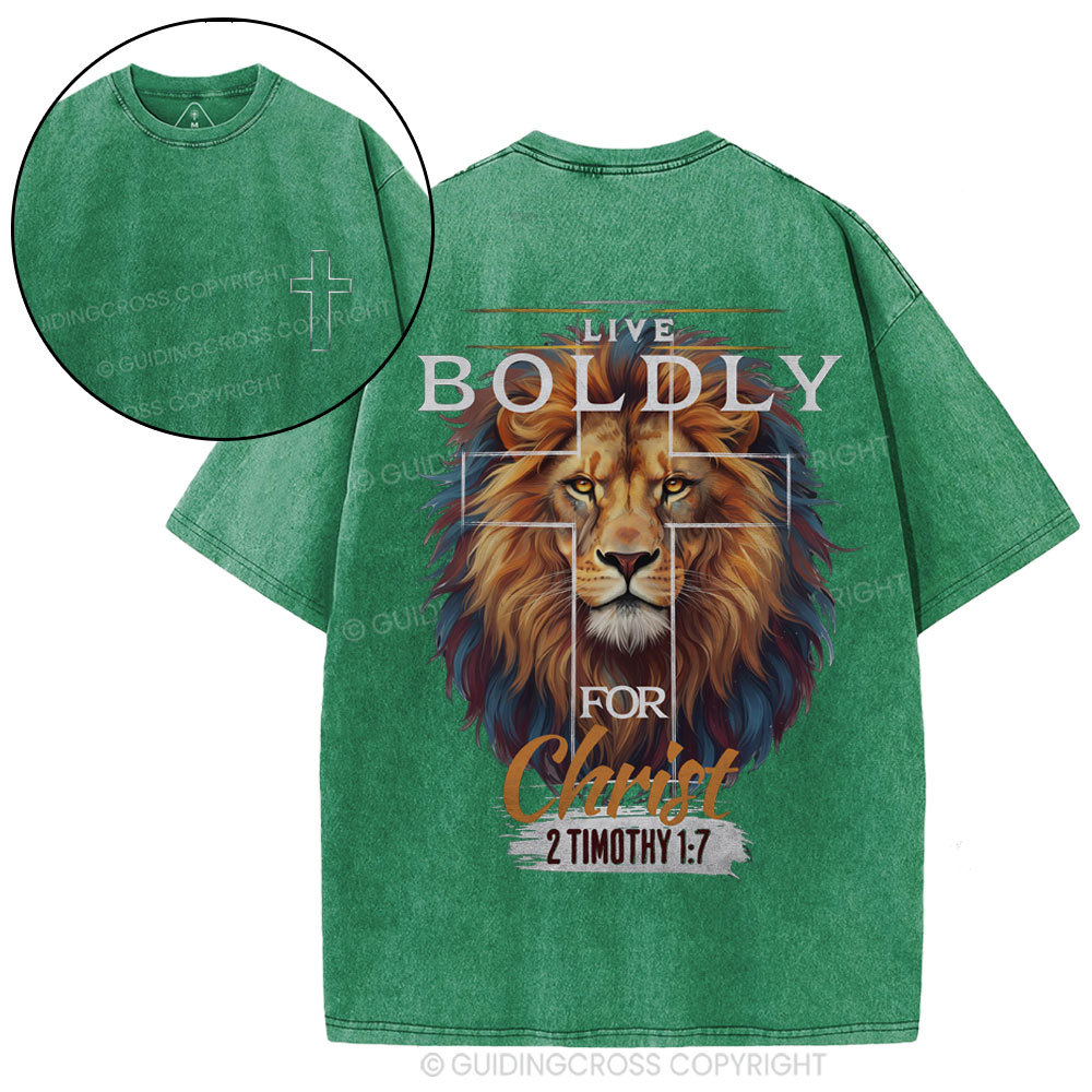Live Boldly For Christ Christian Washed T-Shirt