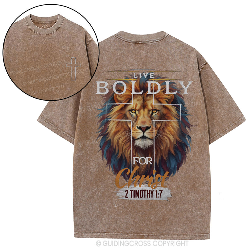 Live Boldly For Christ Christian Washed T-Shirt