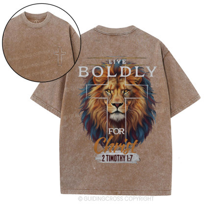 Live Boldly For Christ Christian Washed T-Shirt