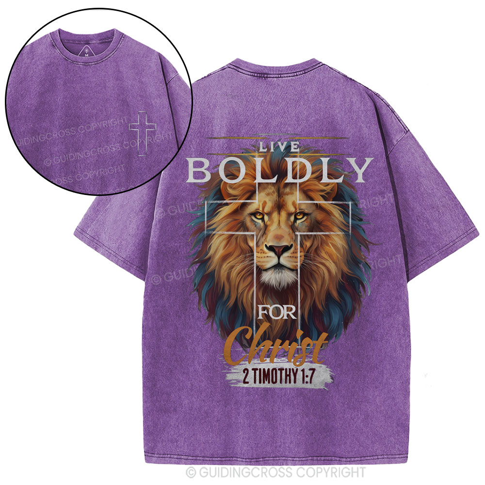 Live Boldly For Christ Christian Washed T-Shirt