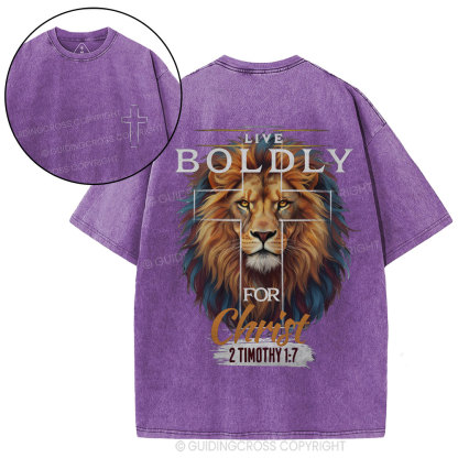 Live Boldly For Christ Christian Washed T-Shirt