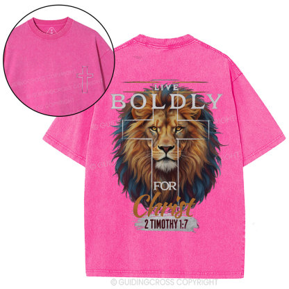 Live Boldly For Christ Christian Washed T-Shirt
