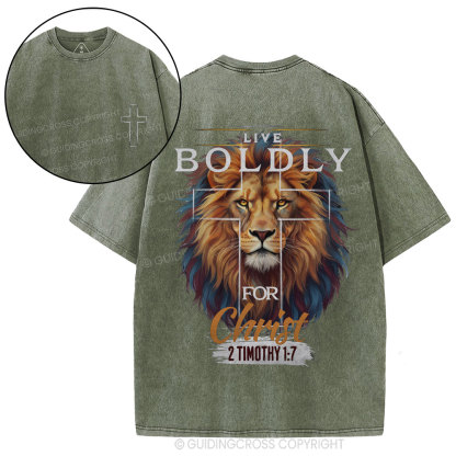 Live Boldly For Christ Christian Washed T-Shirt