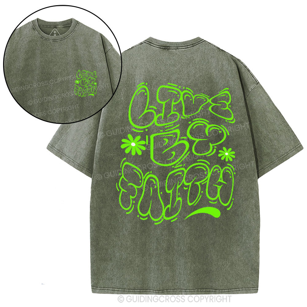Live By Faith Christian Washed T-Shirt