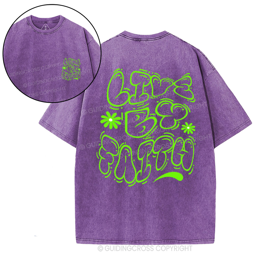 Live By Faith Christian Washed T-Shirt
