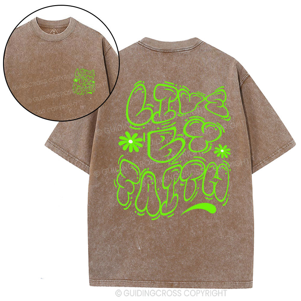 Live By Faith Christian Washed T-Shirt