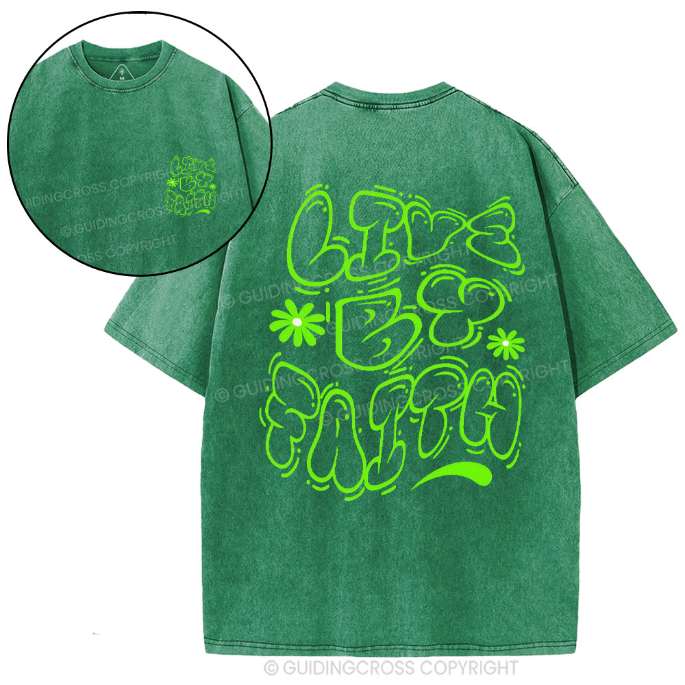 Live By Faith Christian Washed T-Shirt