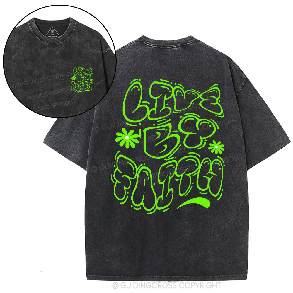 Live By Faith Christian Washed T-Shirt