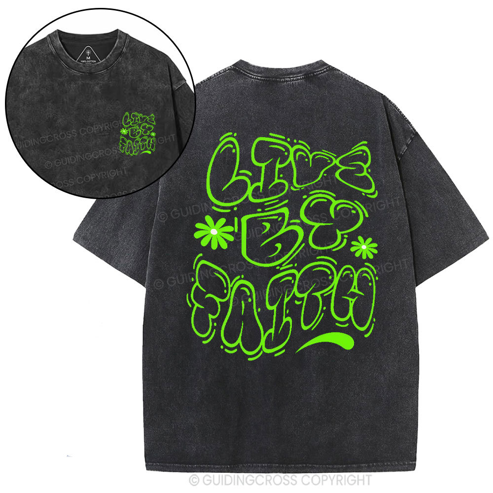 Live By Faith Christian Washed T-Shirt