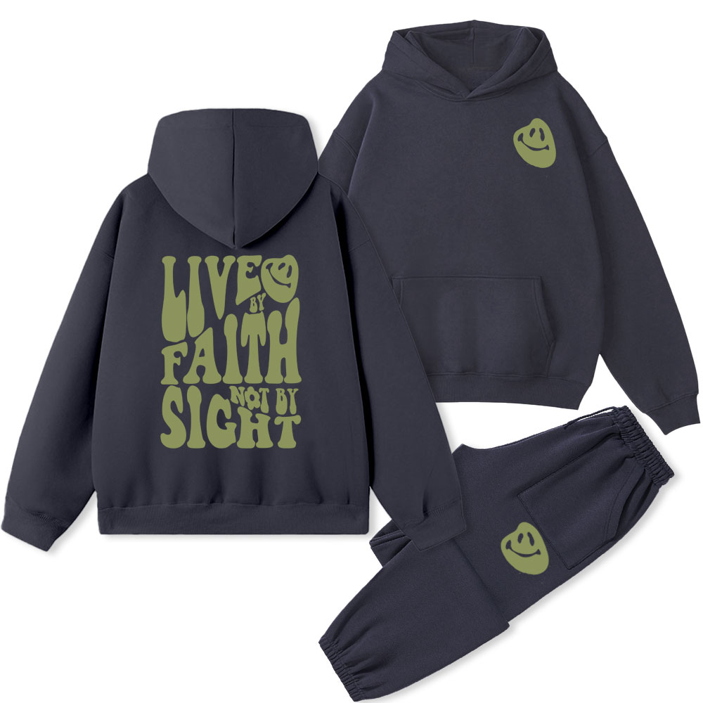 Live By Faith Not By Sight Christian Fleece Hoodie Set