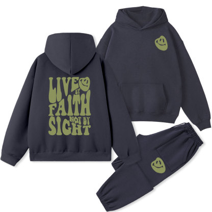 Live By Faith Not By Sight Christian Fleece Hoodie Set