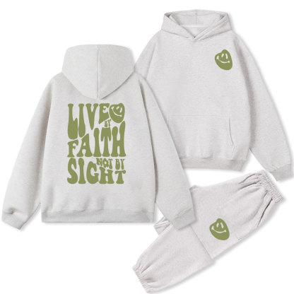 Live By Faith Not By Sight Christian Fleece Hoodie Set