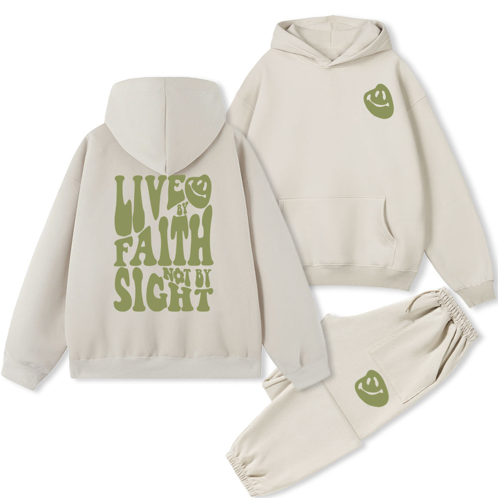 Live By Faith Not By Sight Christian Fleece Hoodie Set