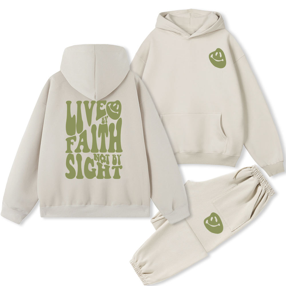 Live By Faith Not By Sight Christian Fleece Hoodie Set