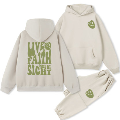 Live By Faith Not By Sight Christian Fleece Hoodie Set