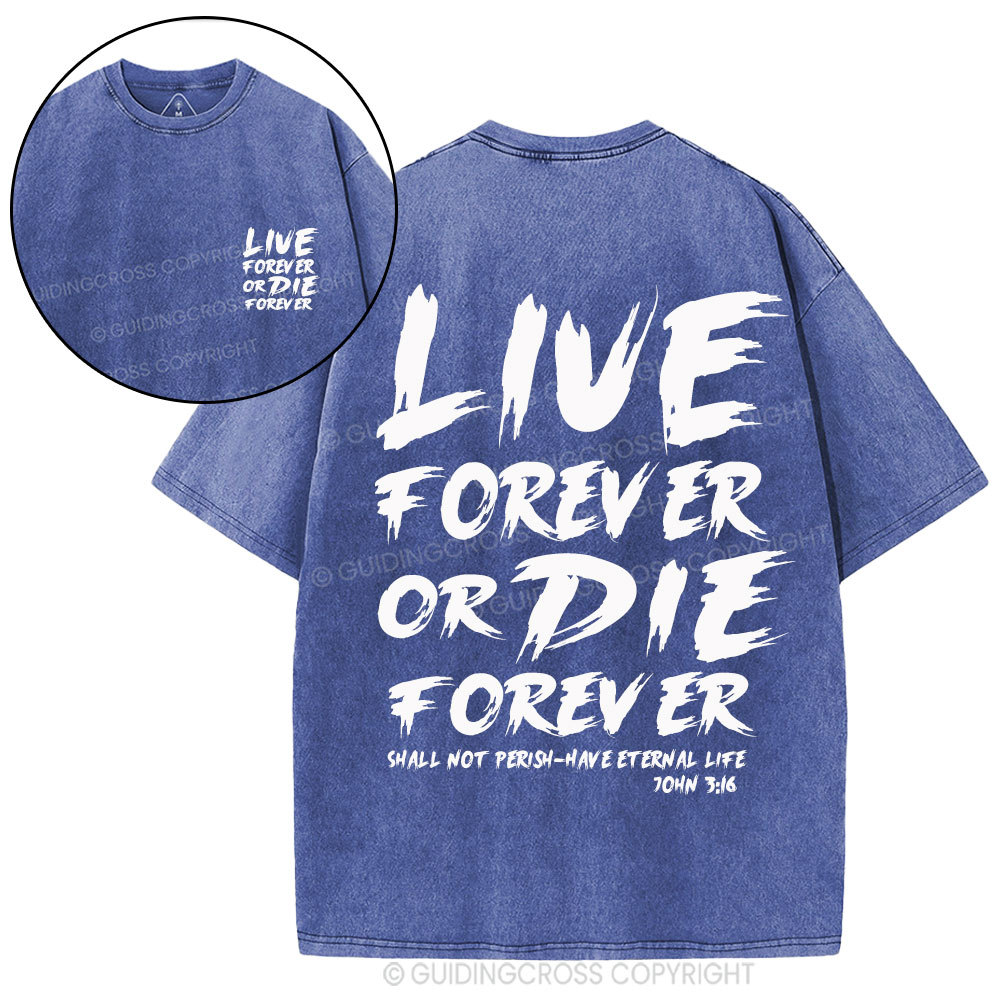 Live Forever Or Die Forever Christian Washed T-Shirt