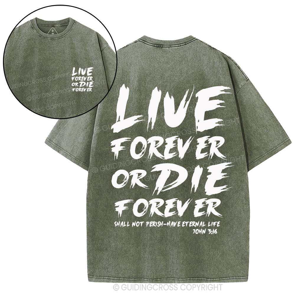 Live Forever Or Die Forever Christian Washed T-Shirt