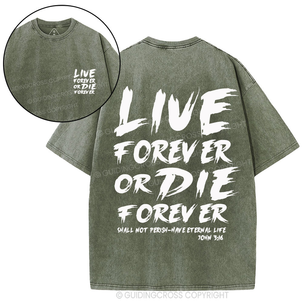Live Forever Or Die Forever Christian Washed T-Shirt