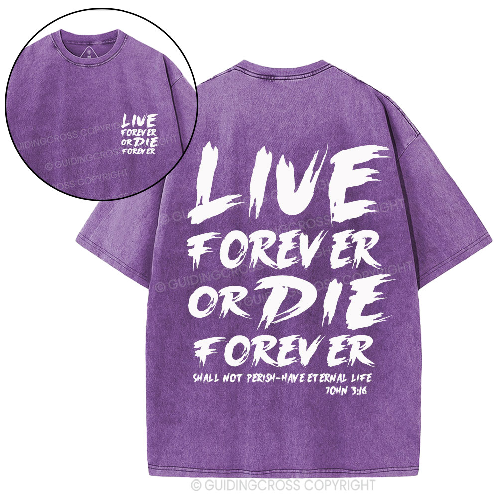 Live Forever Or Die Forever Christian Washed T-Shirt