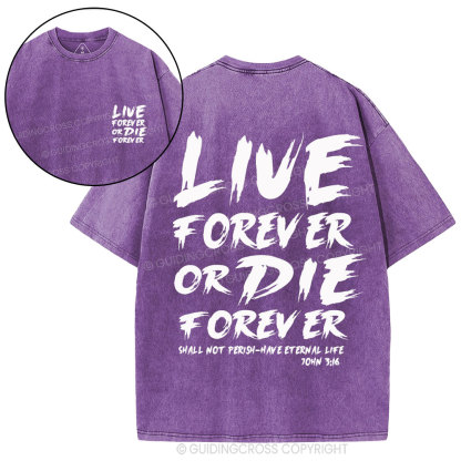 Live Forever Or Die Forever Christian Washed T-Shirt