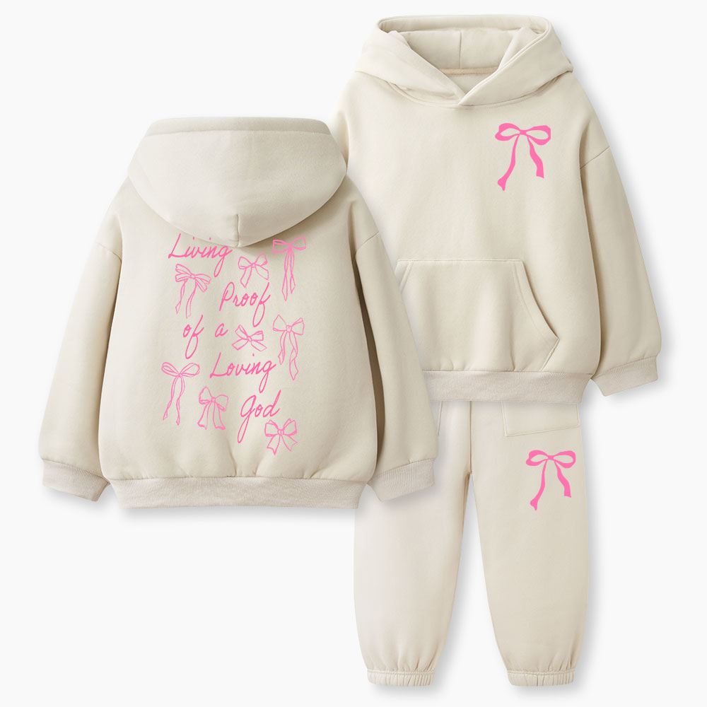 Living Proof Of A Loving God Christian Kid Fleece Hoodie Set