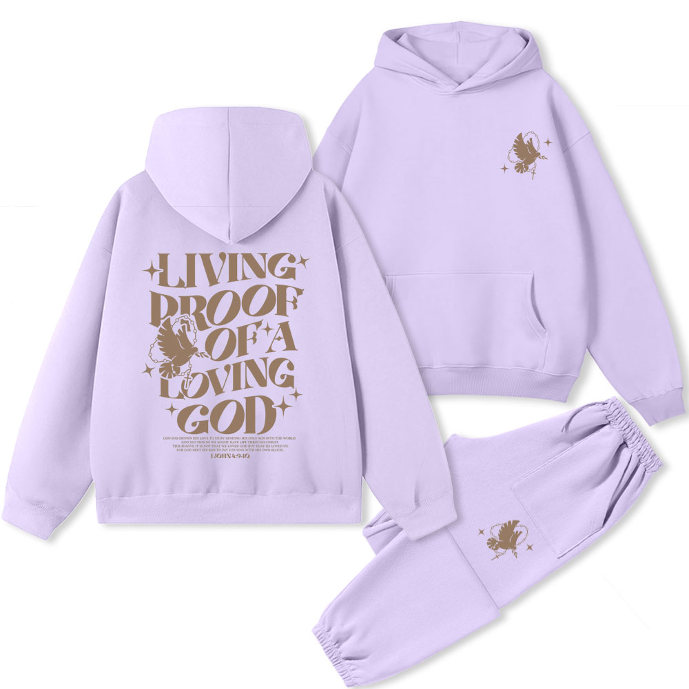 Living Proof Of A Loving God Christian Premium Fleece Hoodie Set
