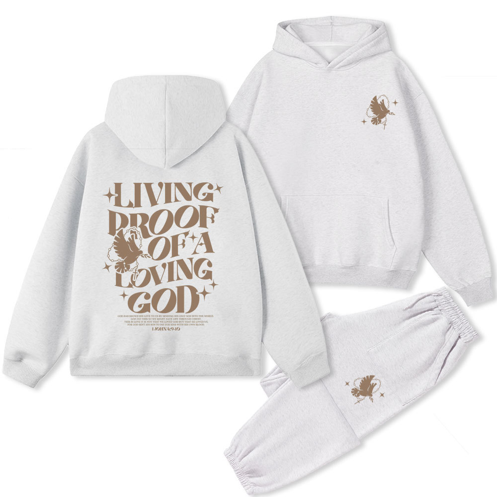 Living Proof Of A Loving God Christian Premium Fleece Hoodie Set