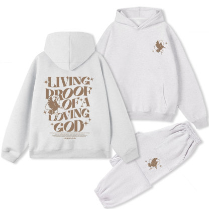 Living Proof Of A Loving God Christian Premium Fleece Hoodie Set