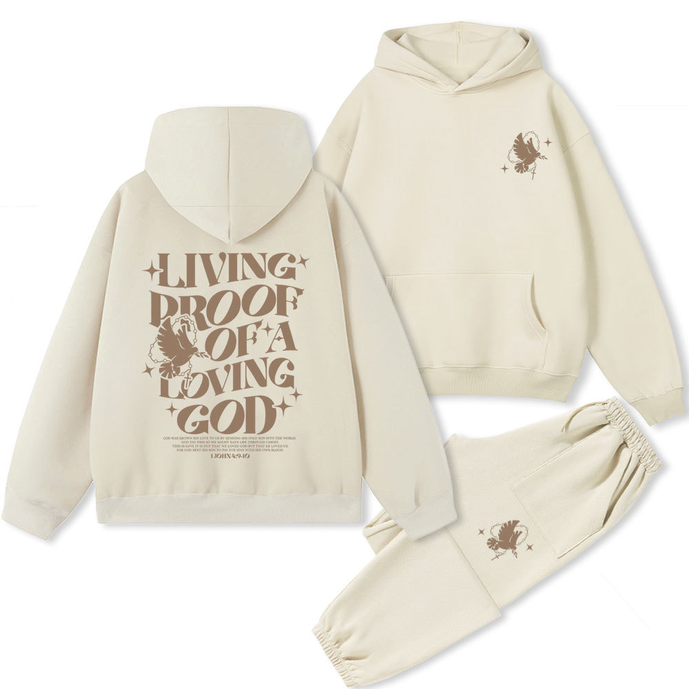 Living Proof Of A Loving God Christian Premium Fleece Hoodie Set