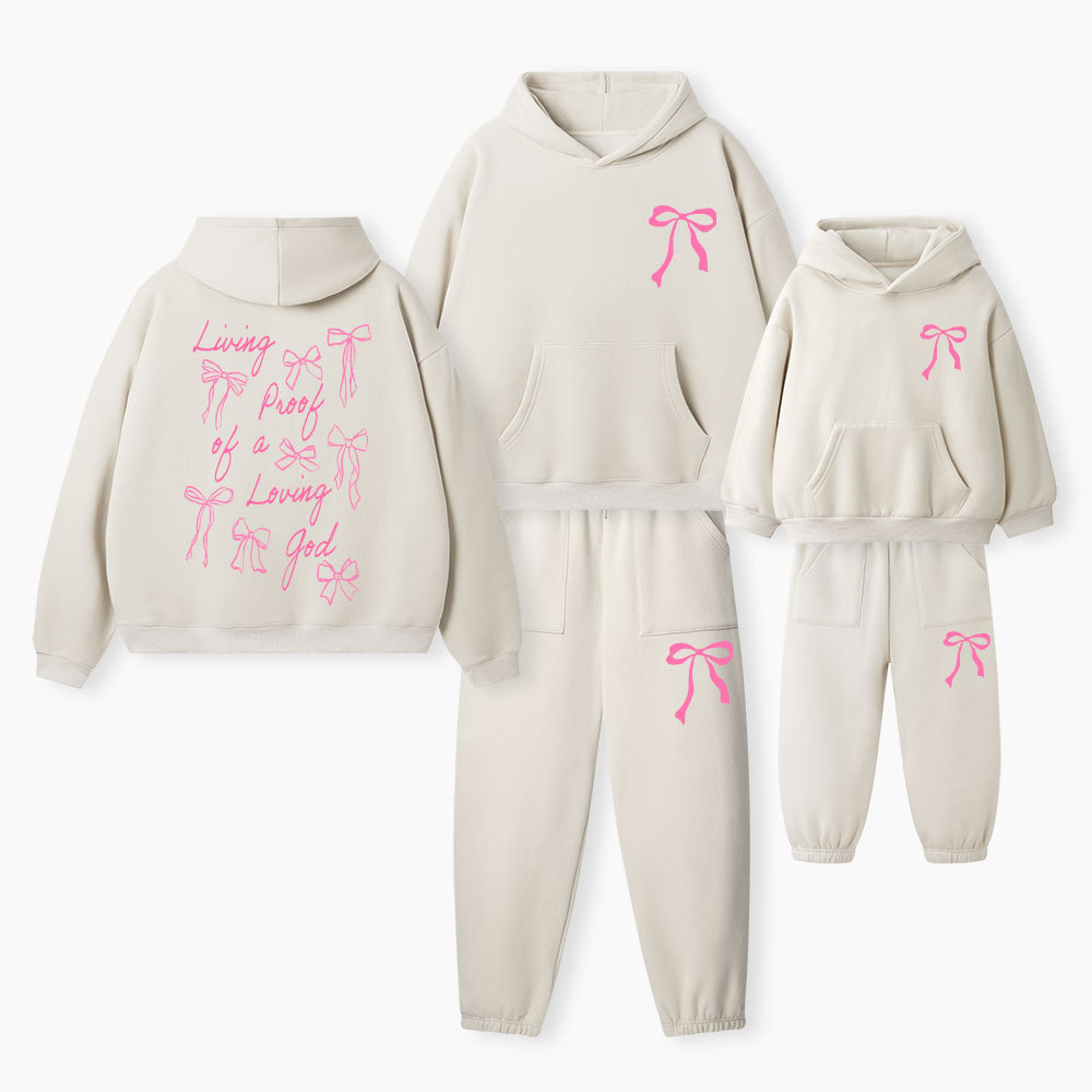 Living Proof Of A Loving God Christian Premium Matching Fleece Hoodie Set