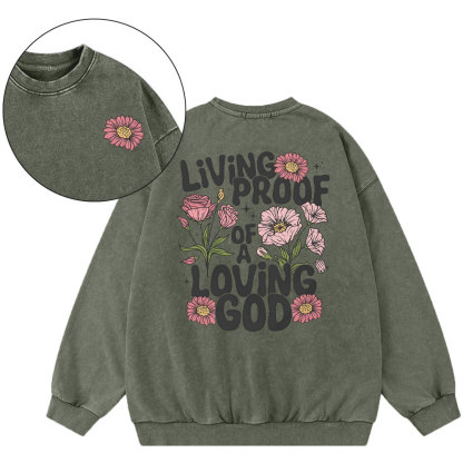 Living Proof Of A Loving God Christian Washed Sweatshirt