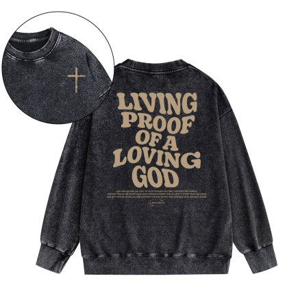 Living Proof Of A Loving God Christian Washed Sweatshirt
