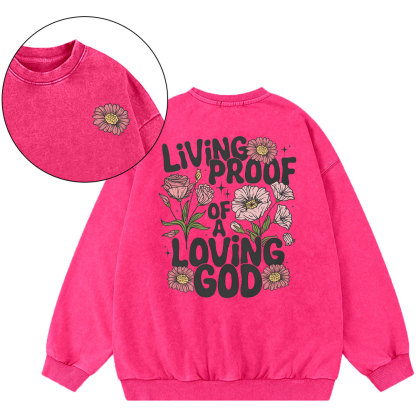 Living Proof Of A Loving God Christian Washed Sweatshirt