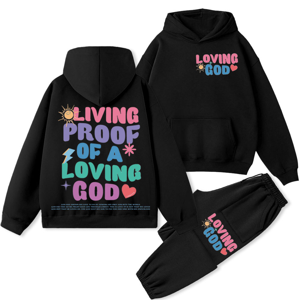 Living Proof Of A Loving God Premium Christian Fleece Hoodie Set