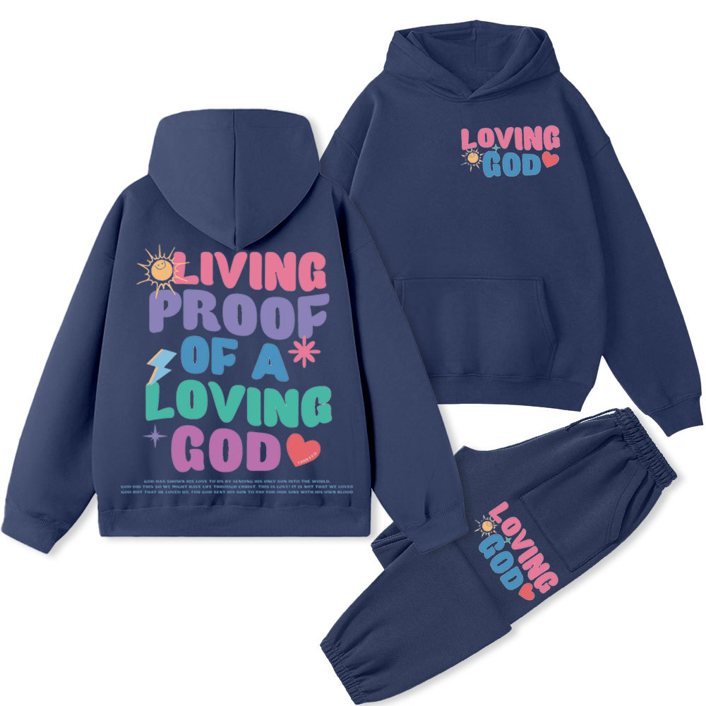 Living Proof Of A Loving God Premium Christian Fleece Hoodie Set