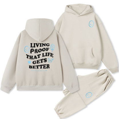 Living Proof That Lifr Gets Better Christian Fleece Hoodie Set