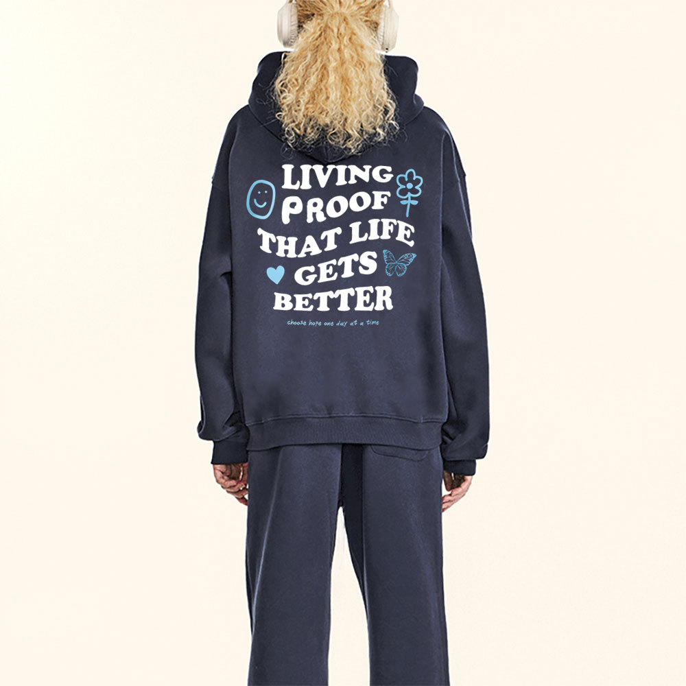 Living Proof That Lifr Gets Better Christian Fleece Hoodie Set
