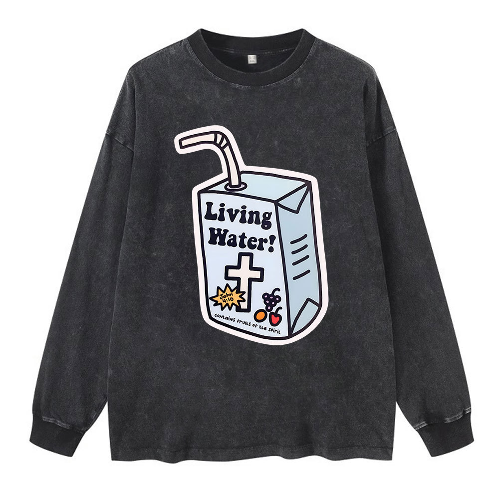 Living Water Christian Washed Long Sleeve T-Shirt