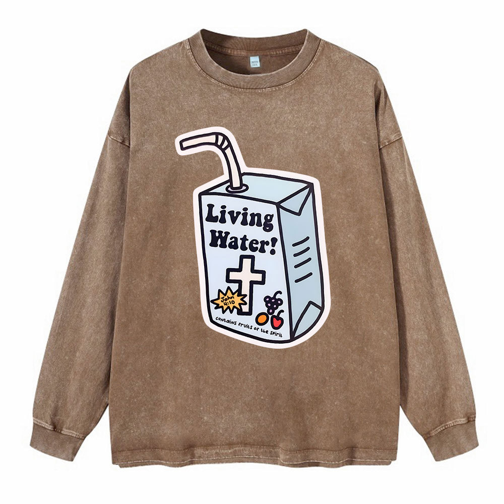Living Water Christian Washed Long Sleeve T-Shirt