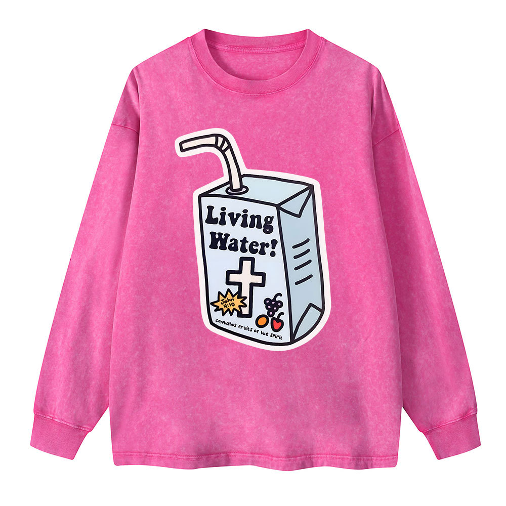 Living Water Christian Washed Long Sleeve T-Shirt