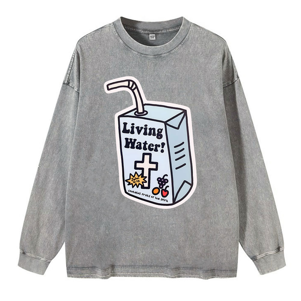 Living Water Christian Washed Long Sleeve T-Shirt