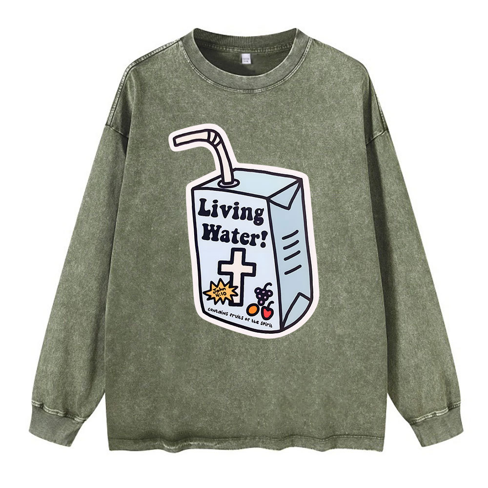 Living Water Christian Washed Long Sleeve T-Shirt