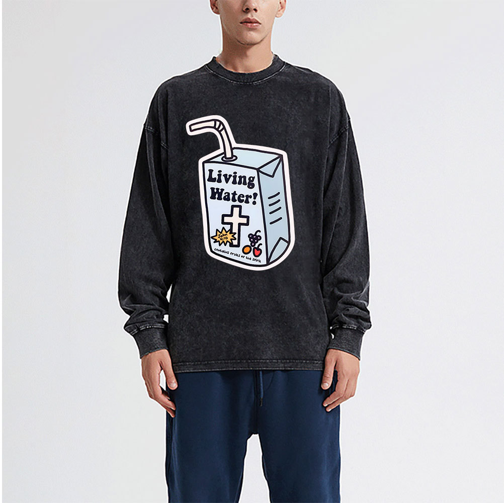 Living Water Christian Washed Long Sleeve T-Shirt