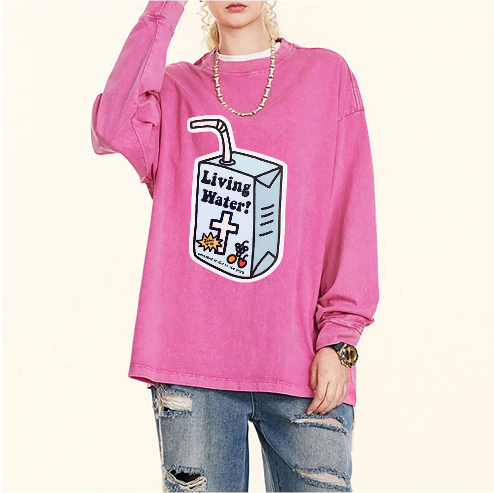 Living Water Christian Washed Long Sleeve T-Shirt