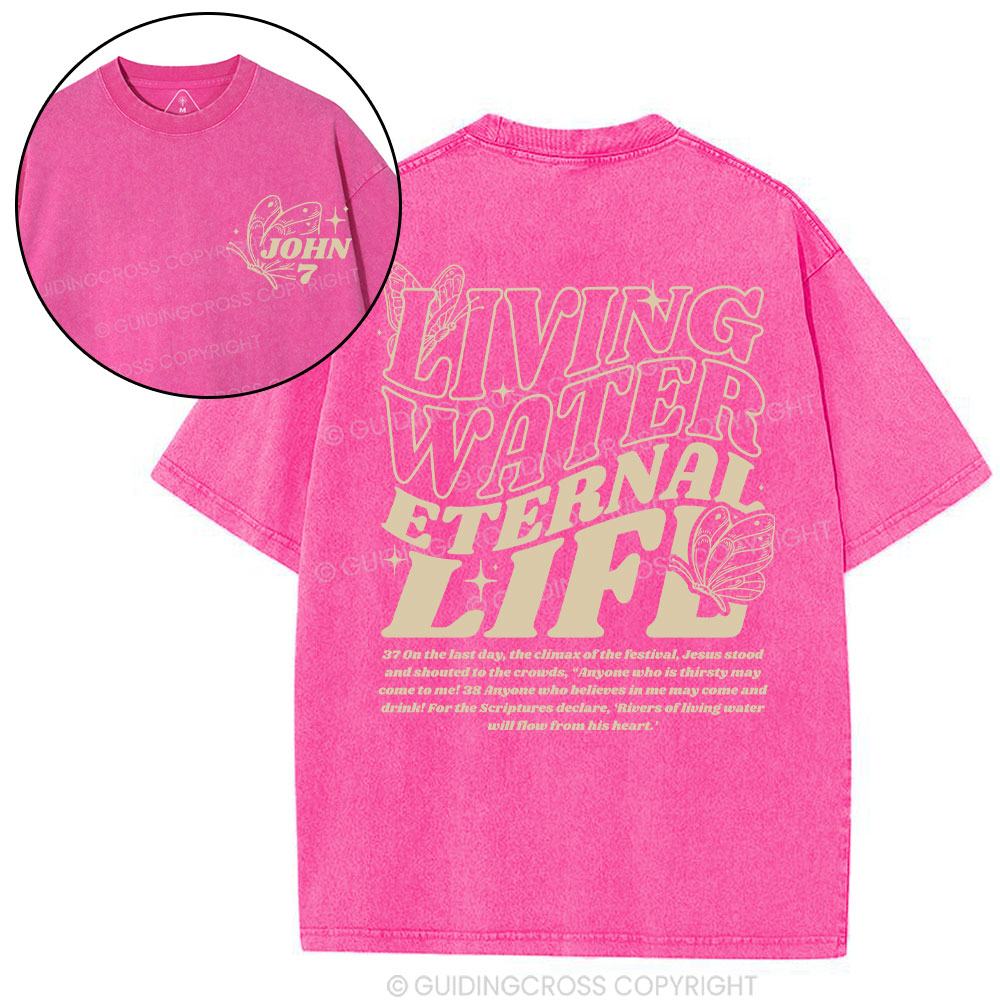 Living Water Eternal Life Chirstian Washed T-Shirt